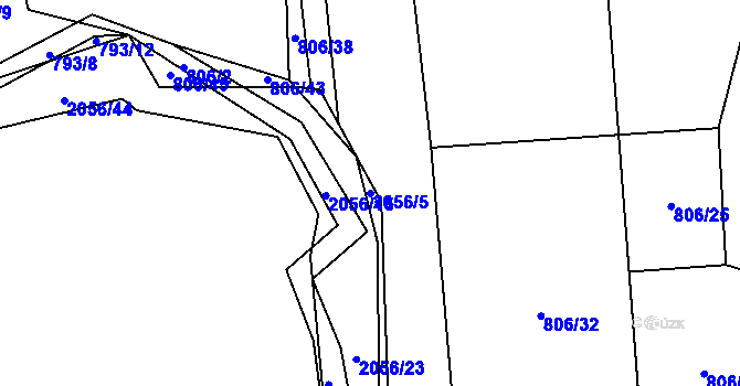 Parcela st. 2056/5 v KÚ Vstiš, Katastrální mapa