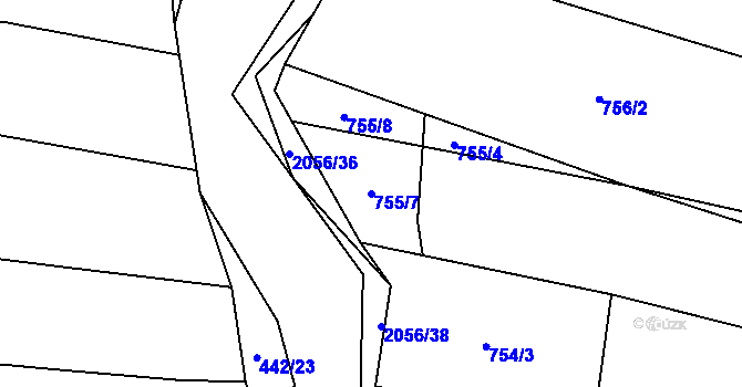 Parcela st. 755/7 v KÚ Vstiš, Katastrální mapa