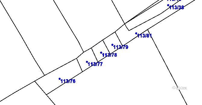 Parcela st. 113/78 v KÚ Vstiš, Katastrální mapa