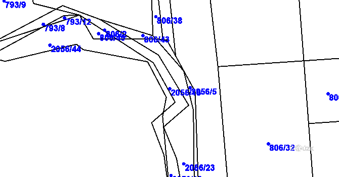 Parcela st. 2056/15 v KÚ Vstiš, Katastrální mapa