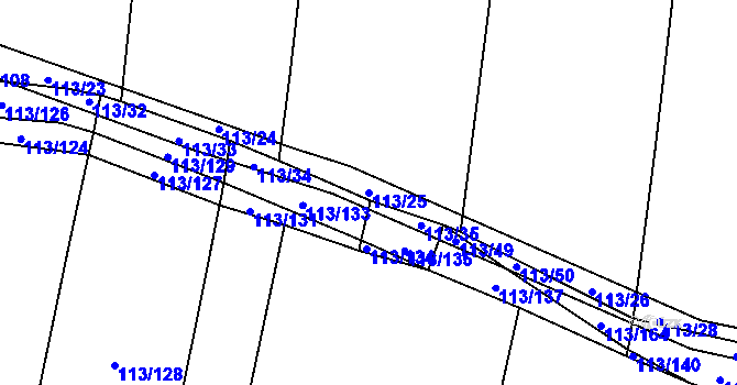 Parcela st. 113/25 v KÚ Vstiš, Katastrální mapa