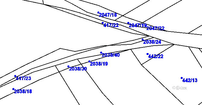 Parcela st. 2038/40 v KÚ Vstiš, Katastrální mapa