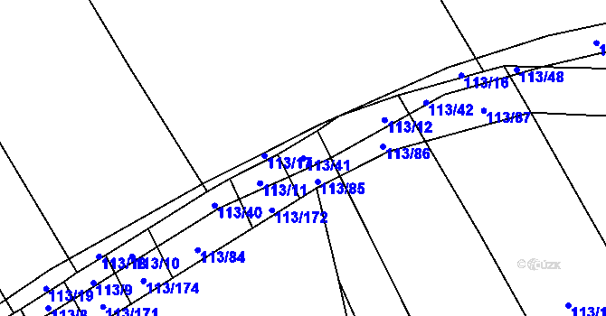 Parcela st. 113/41 v KÚ Vstiš, Katastrální mapa
