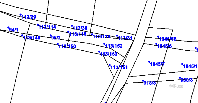 Parcela st. 113/153 v KÚ Vstiš, Katastrální mapa