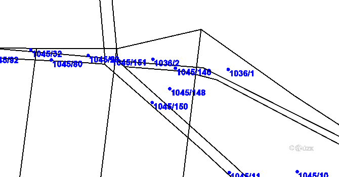 Parcela st. 1045/148 v KÚ Vstiš, Katastrální mapa
