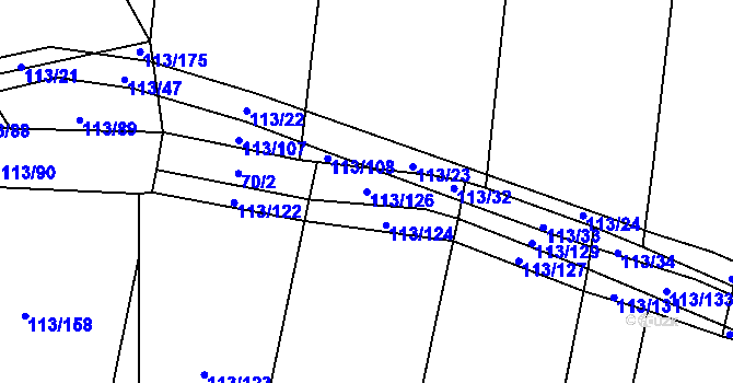 Parcela st. 113/126 v KÚ Vstiš, Katastrální mapa