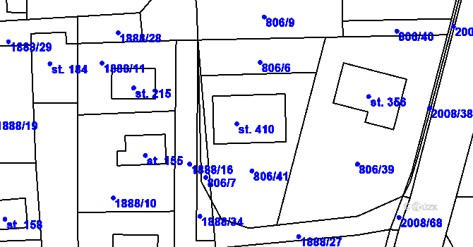 Parcela st. 410 v KÚ Vstiš, Katastrální mapa