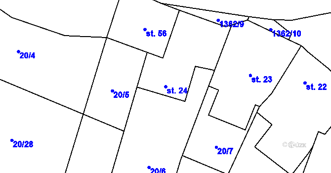 Parcela st. 24 v KÚ Všebořice u Dolních Kralovic, Katastrální mapa