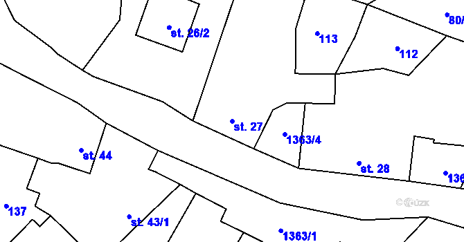 Parcela st. 27 v KÚ Všebořice u Dolních Kralovic, Katastrální mapa