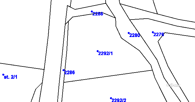 Parcela st. 2292/1 v KÚ Všehrdy u Kralovic, Katastrální mapa