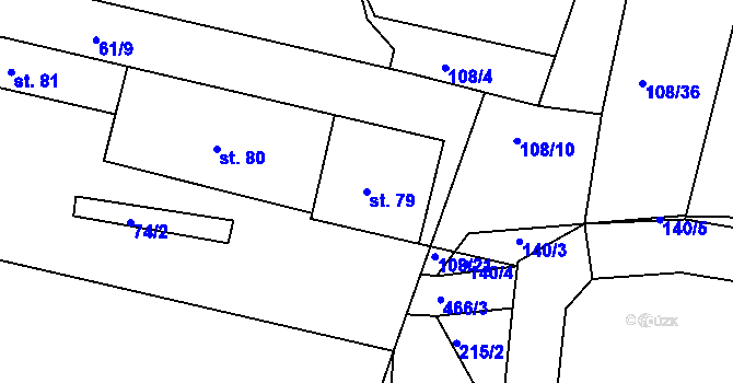 Parcela st. 79 v KÚ Všehrdy, Katastrální mapa