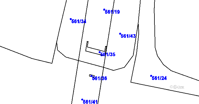 Parcela st. 561/35 v KÚ Všehrdy, Katastrální mapa