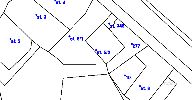 Parcela st. 5/2 v KÚ Všechlapy u Nymburka, Katastrální mapa