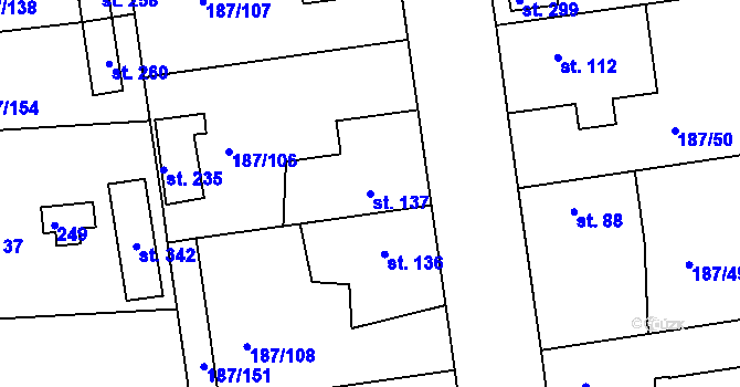 Parcela st. 137 v KÚ Všechlapy u Nymburka, Katastrální mapa
