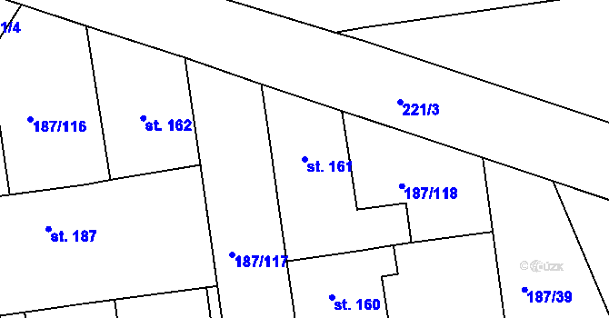 Parcela st. 161 v KÚ Všechlapy u Nymburka, Katastrální mapa