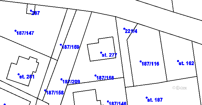 Parcela st. 277 v KÚ Všechlapy u Nymburka, Katastrální mapa