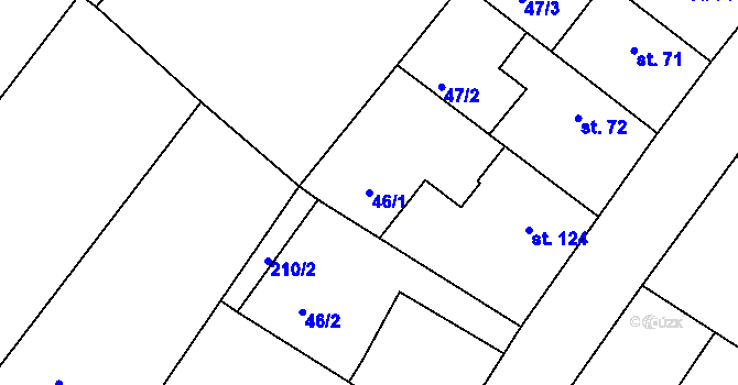 Parcela st. 46/1 v KÚ Všechlapy u Nymburka, Katastrální mapa