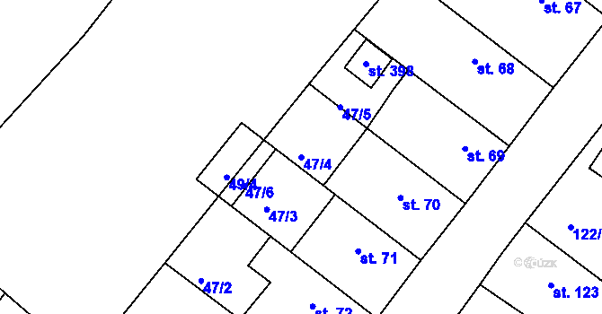 Parcela st. 47/4 v KÚ Všechlapy u Nymburka, Katastrální mapa