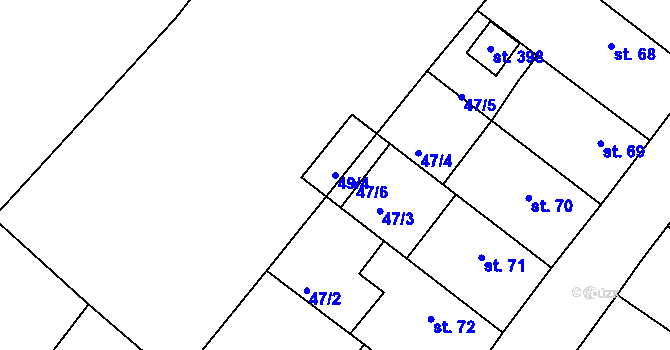 Parcela st. 49/4 v KÚ Všechlapy u Nymburka, Katastrální mapa