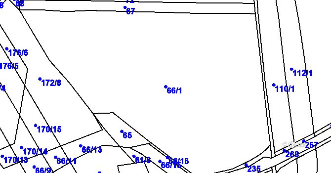 Parcela st. 66/1 v KÚ Všechlapy u Nymburka, Katastrální mapa