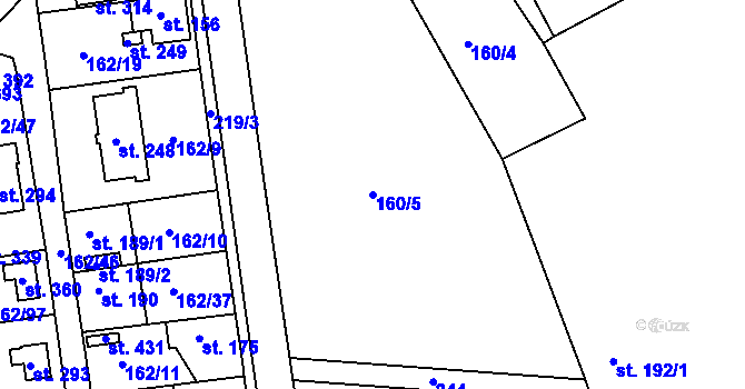Parcela st. 160/5 v KÚ Všechlapy u Nymburka, Katastrální mapa