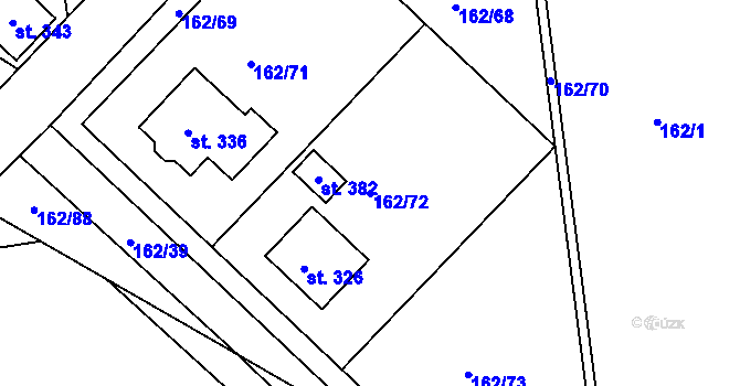 Parcela st. 162/72 v KÚ Všechlapy u Nymburka, Katastrální mapa
