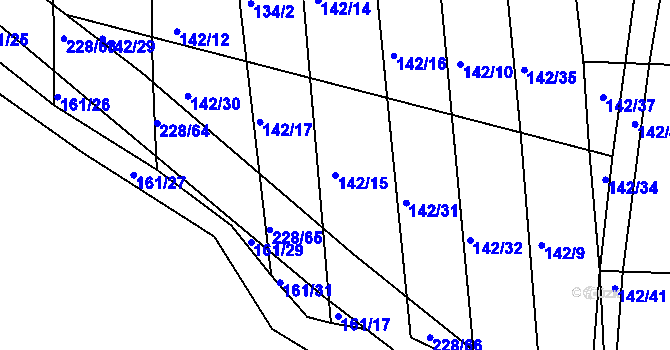 Parcela st. 142/15 v KÚ Všechlapy u Nymburka, Katastrální mapa