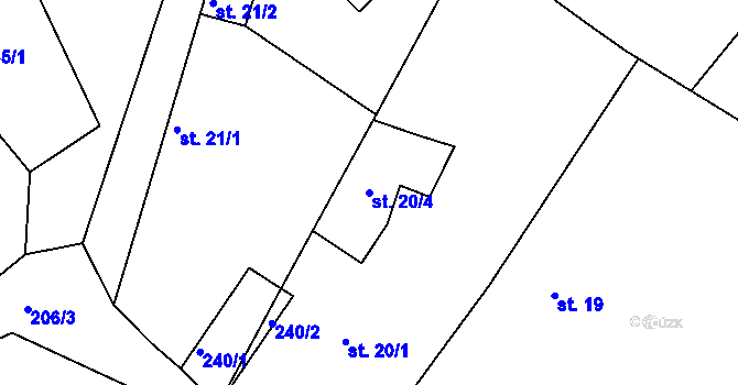 Parcela st. 20/4 v KÚ Všechlapy u Nymburka, Katastrální mapa