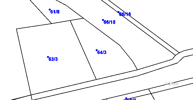 Parcela st. 64/3 v KÚ Všechlapy u Nymburka, Katastrální mapa