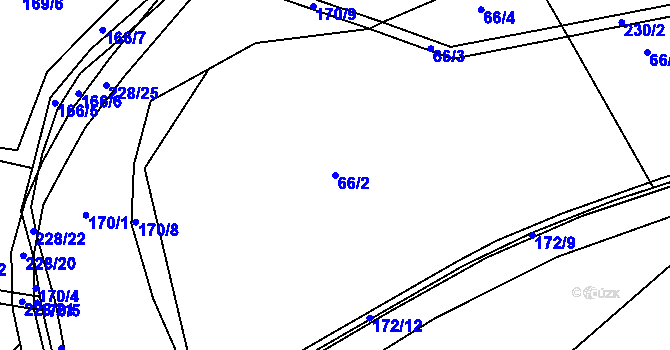 Parcela st. 66/2 v KÚ Všechlapy u Nymburka, Katastrální mapa