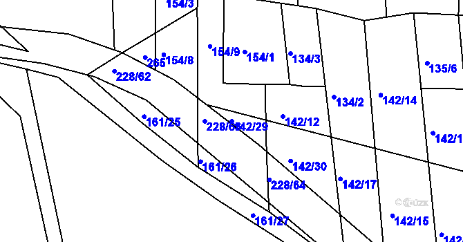 Parcela st. 142/29 v KÚ Všechlapy u Nymburka, Katastrální mapa
