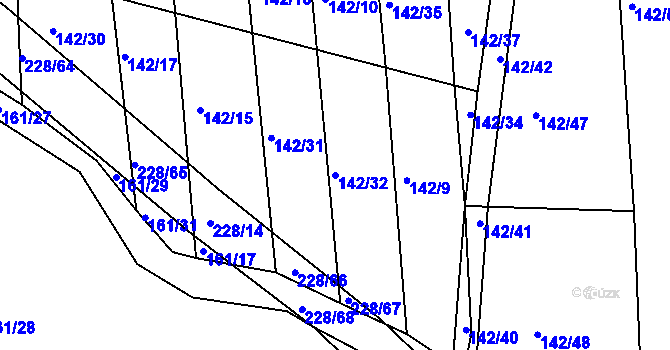 Parcela st. 142/32 v KÚ Všechlapy u Nymburka, Katastrální mapa
