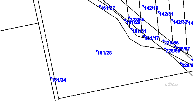 Parcela st. 161/28 v KÚ Všechlapy u Nymburka, Katastrální mapa