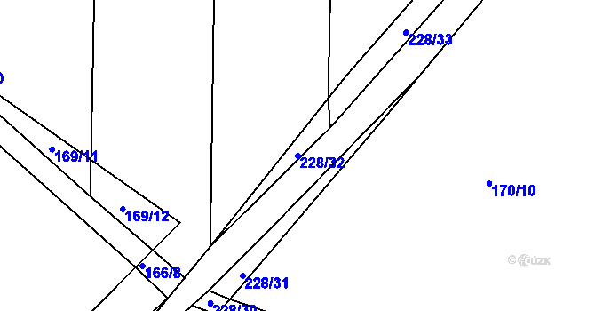 Parcela st. 228/32 v KÚ Všechlapy u Nymburka, Katastrální mapa