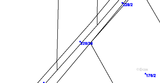 Parcela st. 228/34 v KÚ Všechlapy u Nymburka, Katastrální mapa