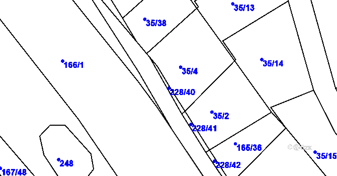 Parcela st. 228/40 v KÚ Všechlapy u Nymburka, Katastrální mapa