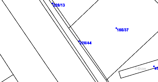 Parcela st. 228/44 v KÚ Všechlapy u Nymburka, Katastrální mapa