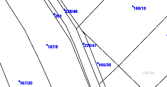 Parcela st. 228/47 v KÚ Všechlapy u Nymburka, Katastrální mapa