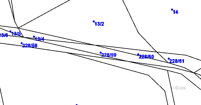 Parcela st. 228/59 v KÚ Všechlapy u Nymburka, Katastrální mapa