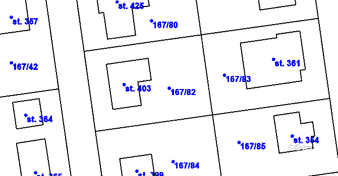 Parcela st. 167/82 v KÚ Všechlapy u Nymburka, Katastrální mapa