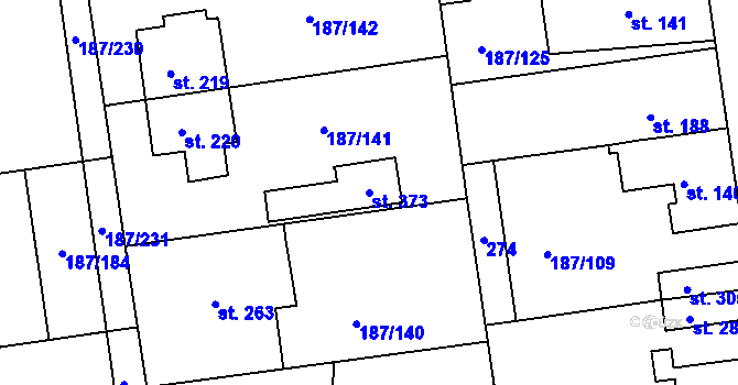Parcela st. 373 v KÚ Všechlapy u Nymburka, Katastrální mapa