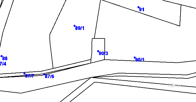 Parcela st. 90/3 v KÚ Skalička u Tišnova, Katastrální mapa
