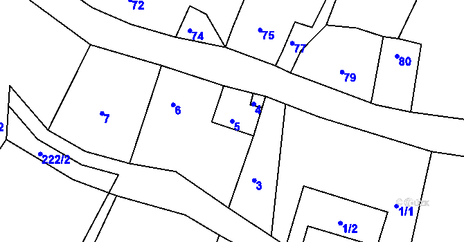 Parcela st. 5 v KÚ Skalička u Tišnova, Katastrální mapa