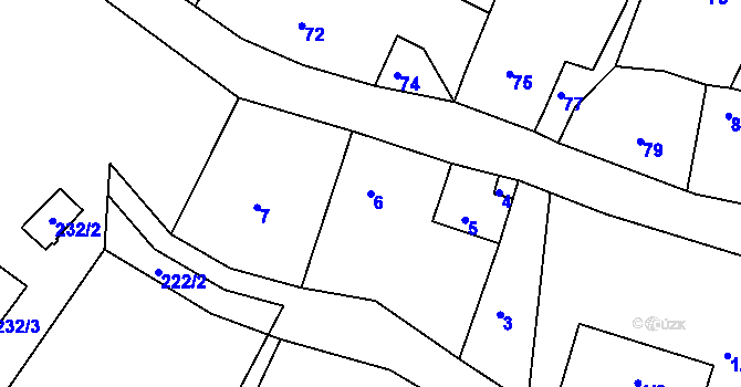 Parcela st. 6 v KÚ Skalička u Tišnova, Katastrální mapa