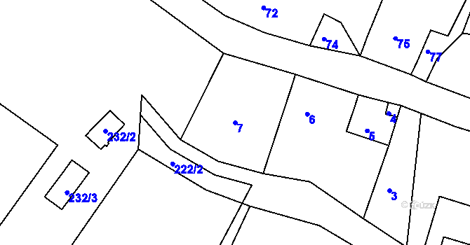 Parcela st. 7 v KÚ Skalička u Tišnova, Katastrální mapa