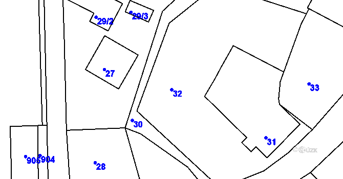 Parcela st. 32 v KÚ Skalička u Tišnova, Katastrální mapa