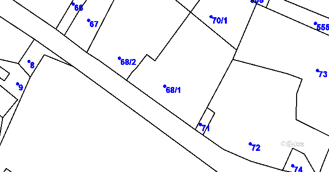 Parcela st. 68/1 v KÚ Skalička u Tišnova, Katastrální mapa
