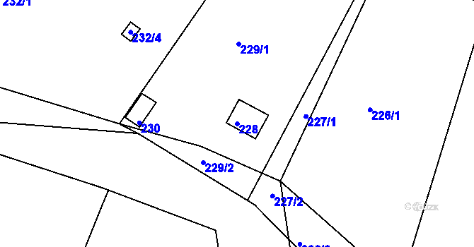 Parcela st. 228 v KÚ Skalička u Tišnova, Katastrální mapa
