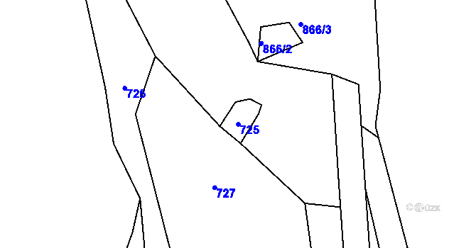 Parcela st. 725 v KÚ Skalička u Tišnova, Katastrální mapa