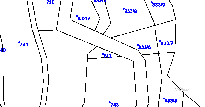 Parcela st. 742 v KÚ Skalička u Tišnova, Katastrální mapa